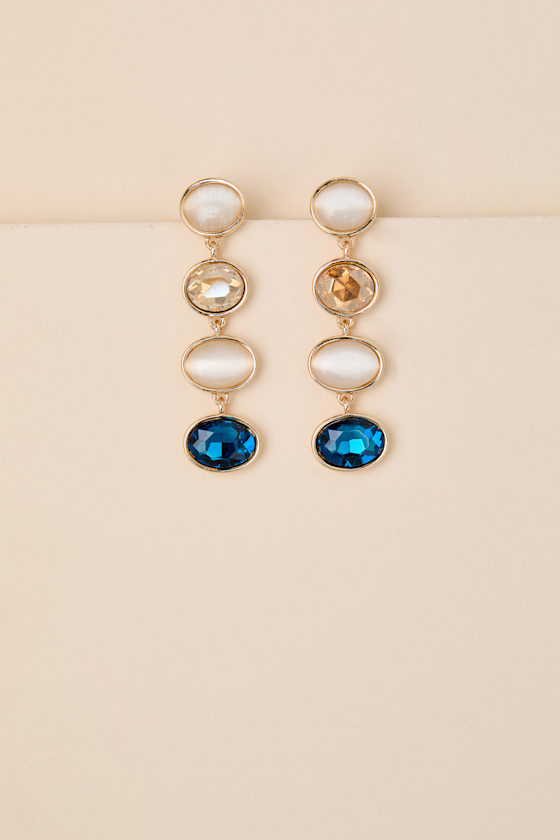 Arianda Blue Multi Rhinestone Drop Earrings 2