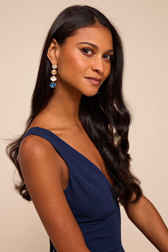 Arianda Blue Multi Rhinestone Drop Earrings - thumbnail 3