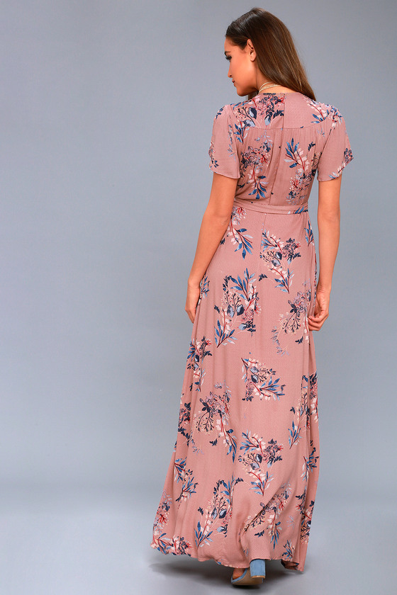 kalani rusty rose floral print maxi skirt