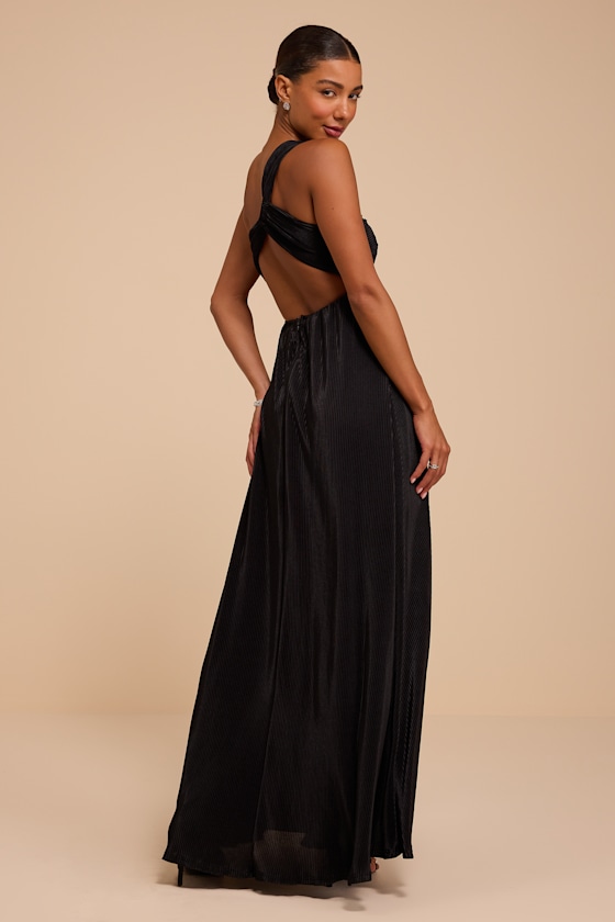 Black Maxi Dress - Pleated Maxi Dress - One-Shoulder Dress - Lulus