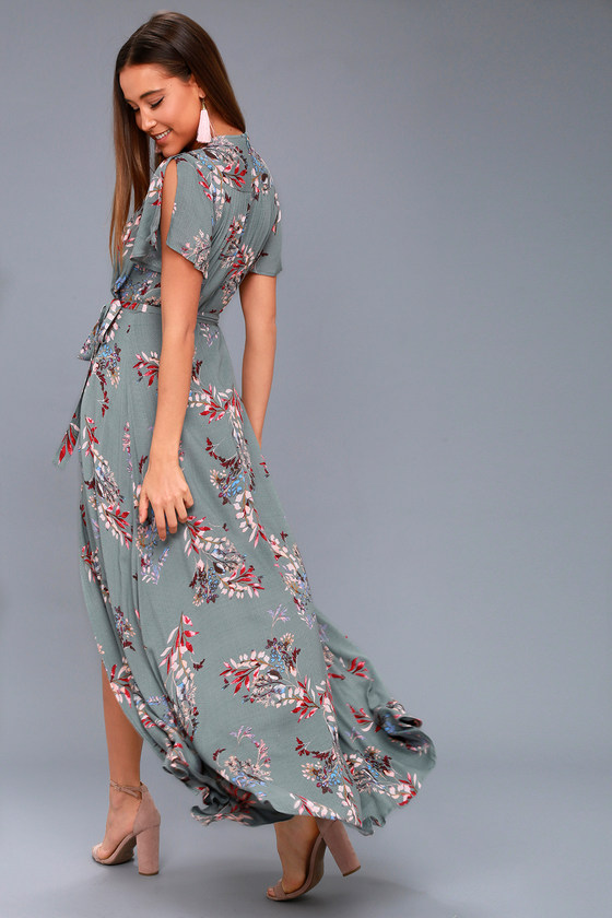 Teal Floral Wrap Dress Store, 68% OFF ...