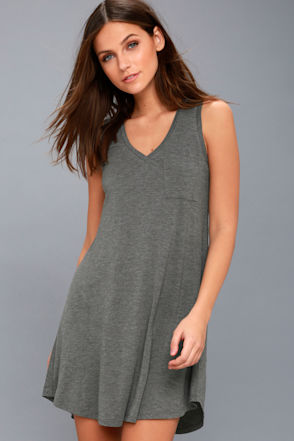 lou and grey swing dress Grey Swing Vintage TV-Style Dress with Striped Bow l HeartMyCloset   heartmycloset