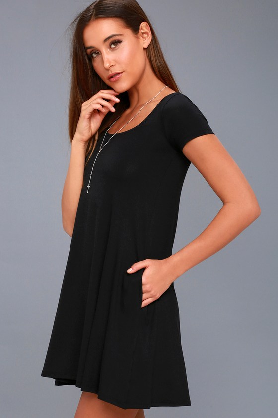 black jersey dress short sleeve