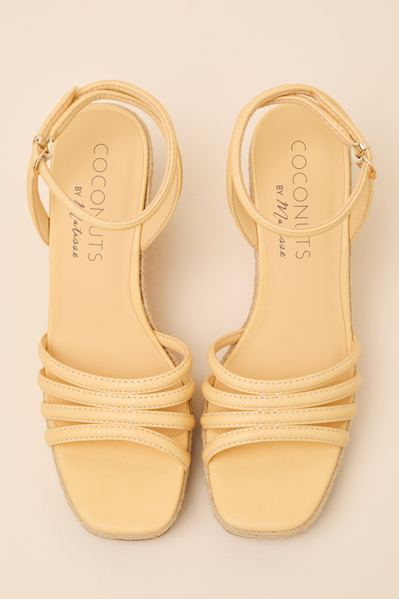 Sunnie Butter Yellow Raffia Wedge Sandals 2