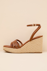 Sunnie Cognac Raffia Wedge Sandals 1