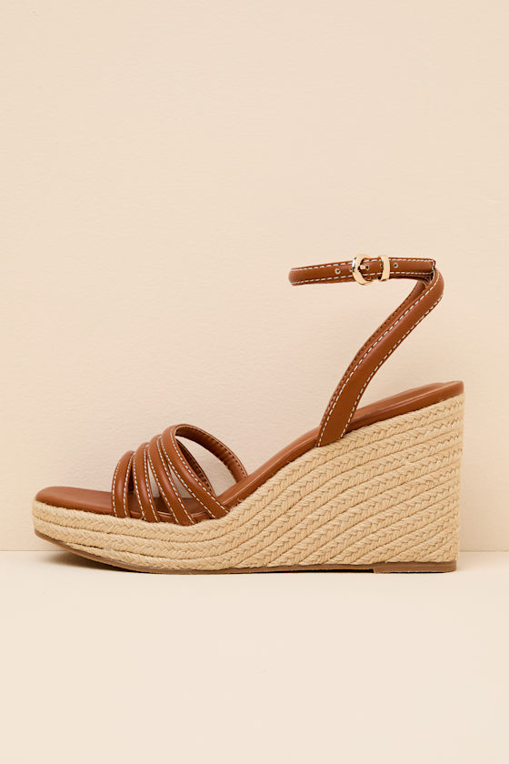 Sunnie Cognac Raffia Wedge Sandals 1