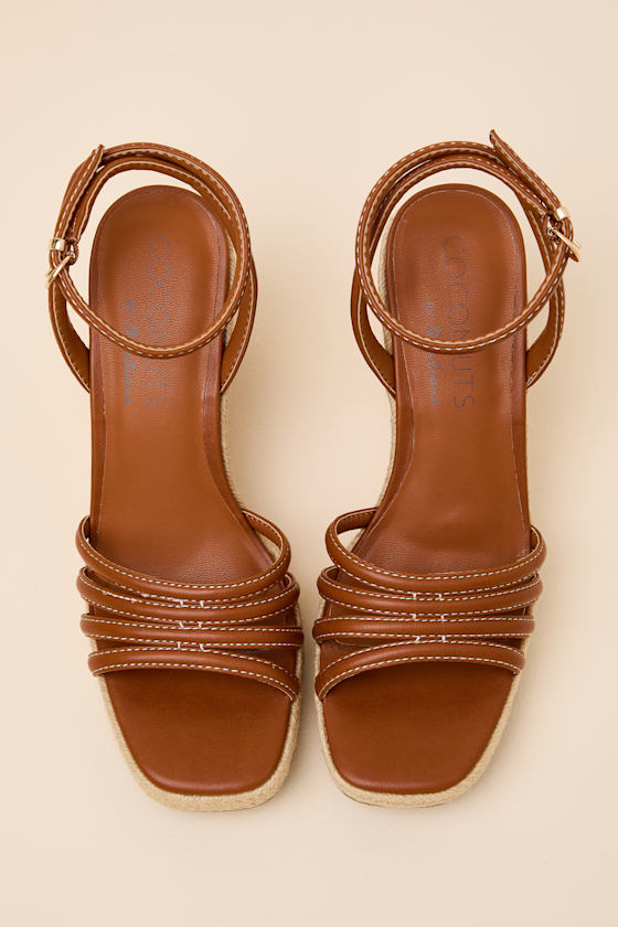 Sunnie Cognac Raffia Wedge Sandals 2