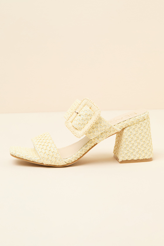 Lucy French Vanilla Raffia High Heel Slide Sandals 2