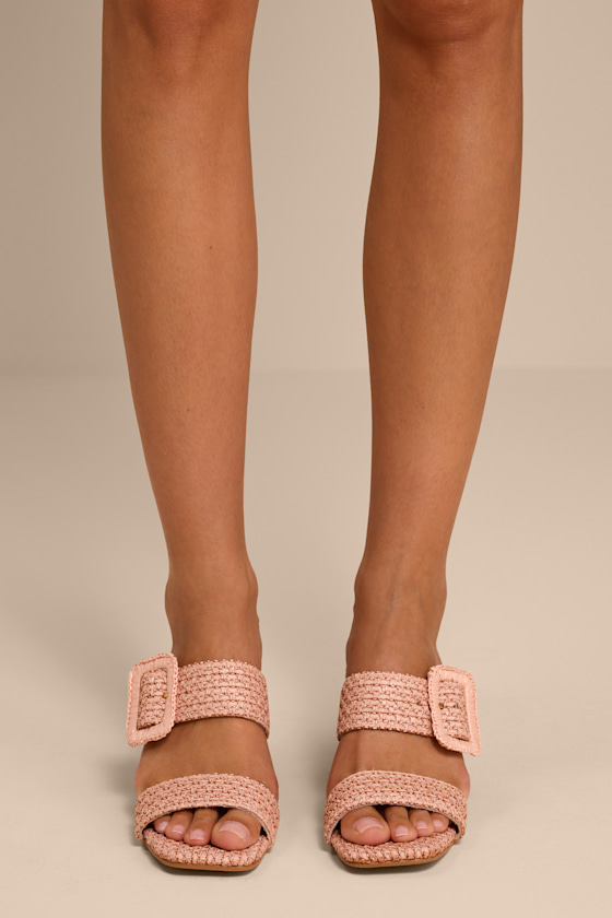 Lucy Blush Raffia High Heel Slide Sandals 3