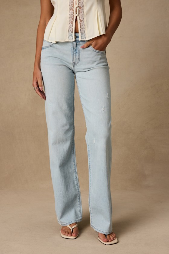 Keeper Light Wash Low-Rise Straight Jeans 2