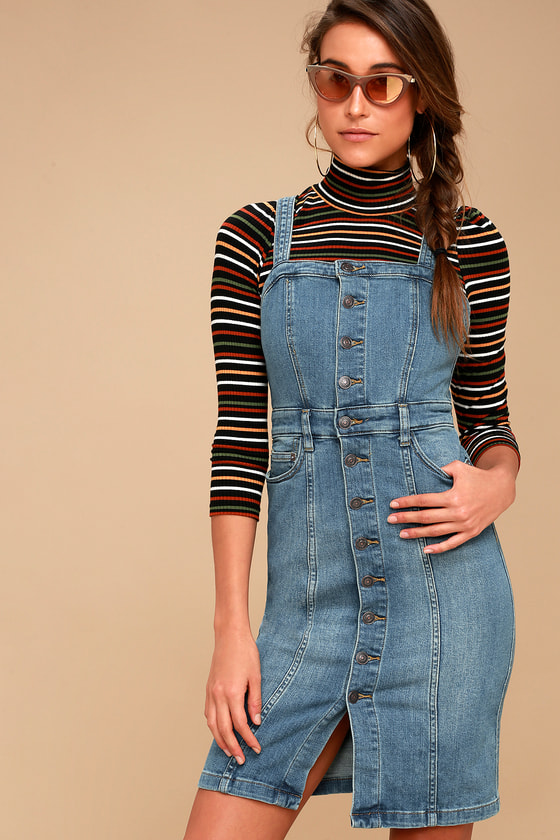 denim jumper midi dress