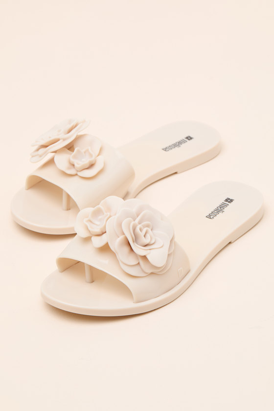 Babe Petals Beige Slide Sandals - thumbnail 3