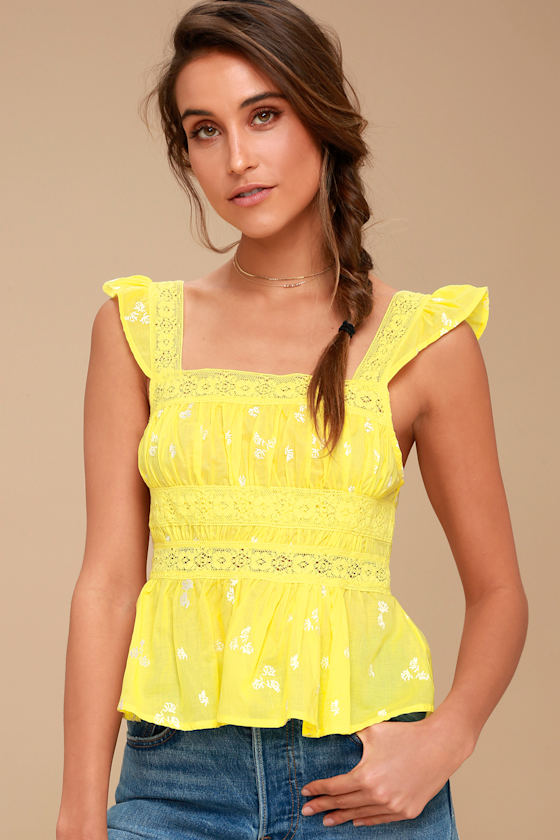 free people yellow top