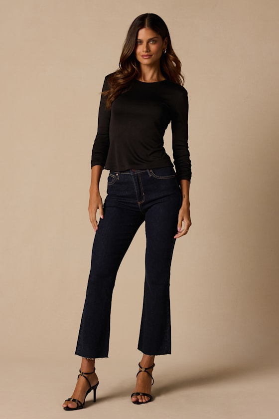 Madigan Black Backless Long Sleeve Top - thumbnail 3