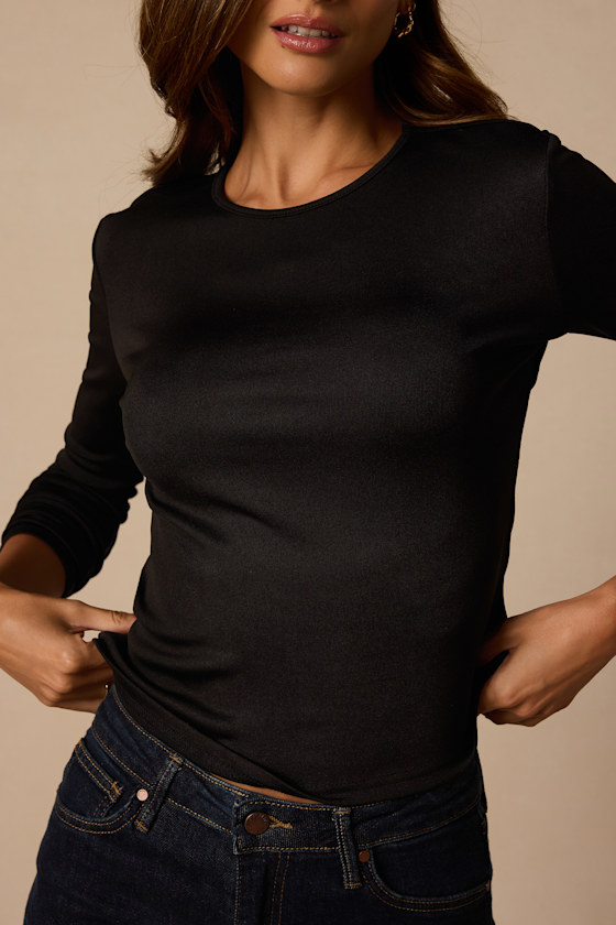 Madigan Black Backless Long Sleeve Top - thumbnail 4