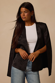 Regality Black Jacquard Cape Jacket 1