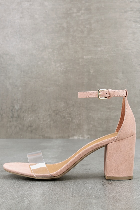 Pammy Pink Suede Ankle Strap Heels 1