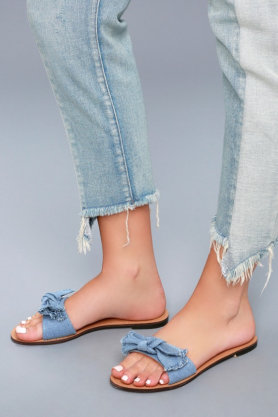 womens denim slides