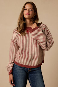Rainier Rust Striped Sweater 1