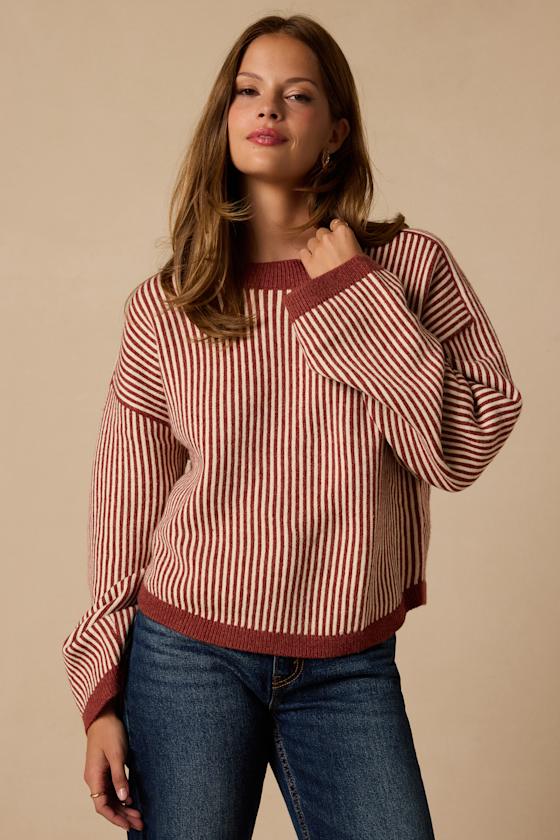 Rainier Rust Striped Sweater 1
