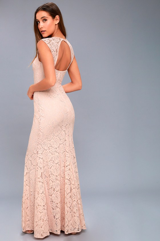 blush lace maxi dress