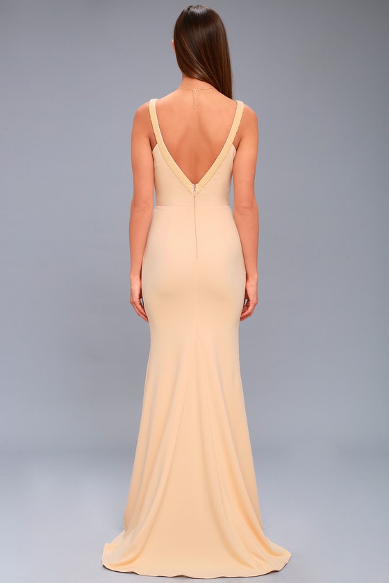nude beaded gown