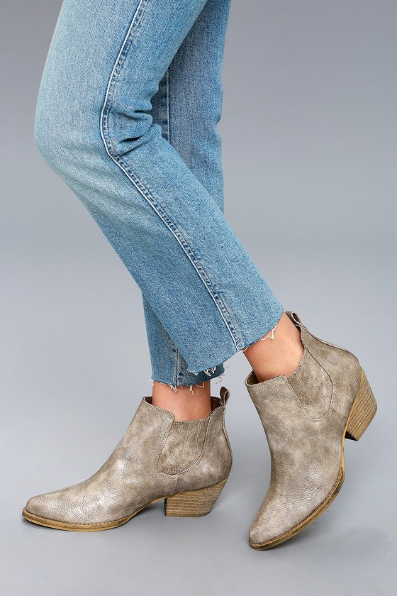 womens ankle booties taupe