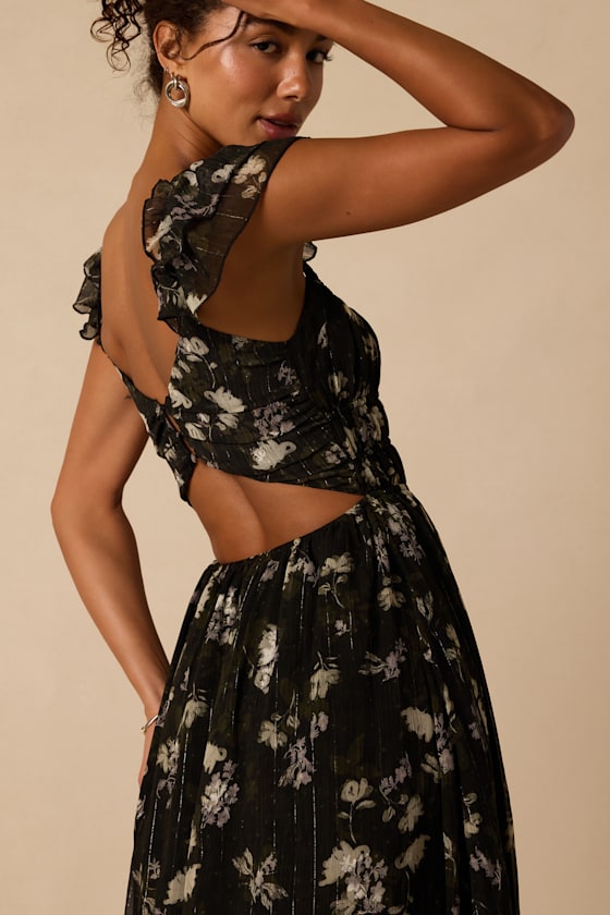 FTD2605024: BLACK/ IVORY/ OLIVE FLORAL 2