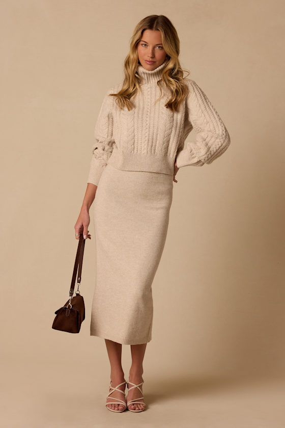 Image of Alexandrea Beige Two-Piece Sweater Dress