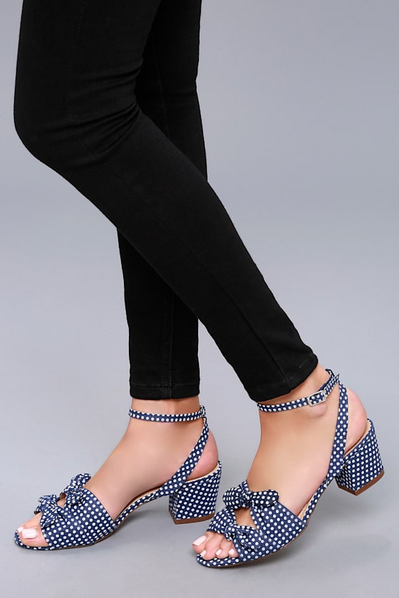 Dorthea Blue Polka Dot High Heel Sandals 4