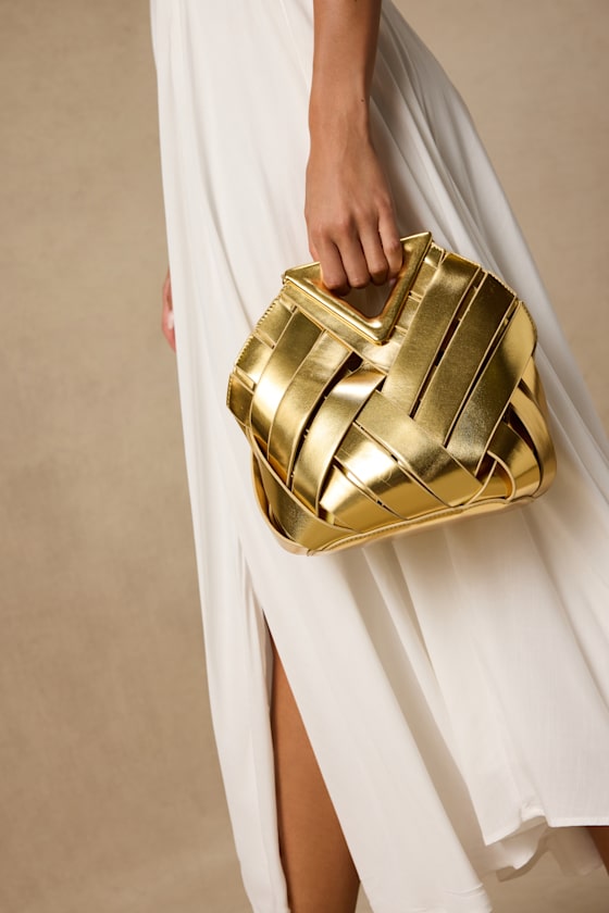Aarya Gold Woven Crossbody Bag 1