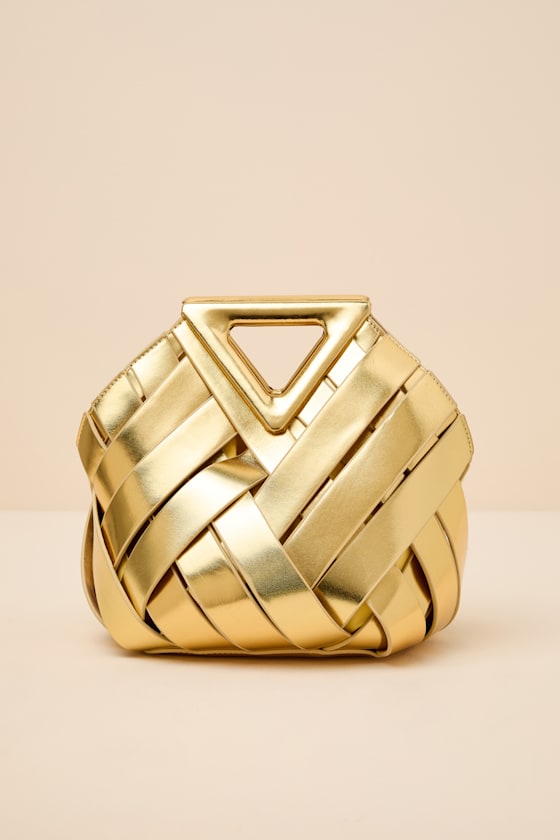 Aarya Gold Woven Crossbody Bag 2