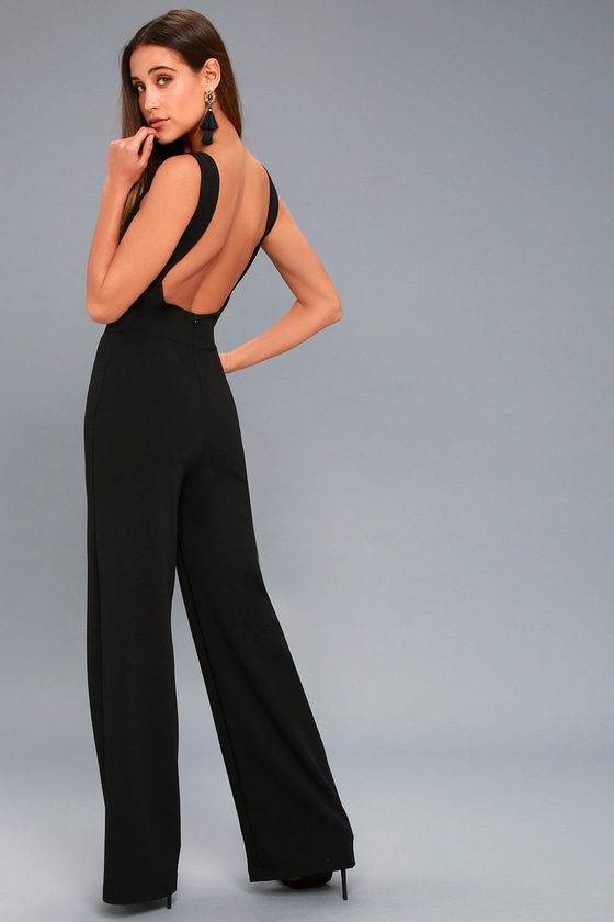 Sexy Black Jumpsuit - Wide-Leg Jumpsuit - Backless Jumpsuit - Lulus