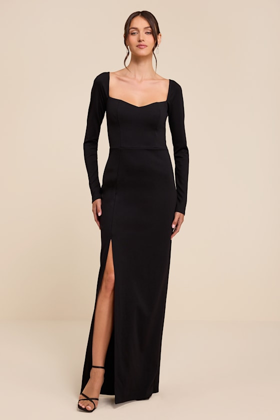 Annabelle Black Long Sleeve Maxi Dress