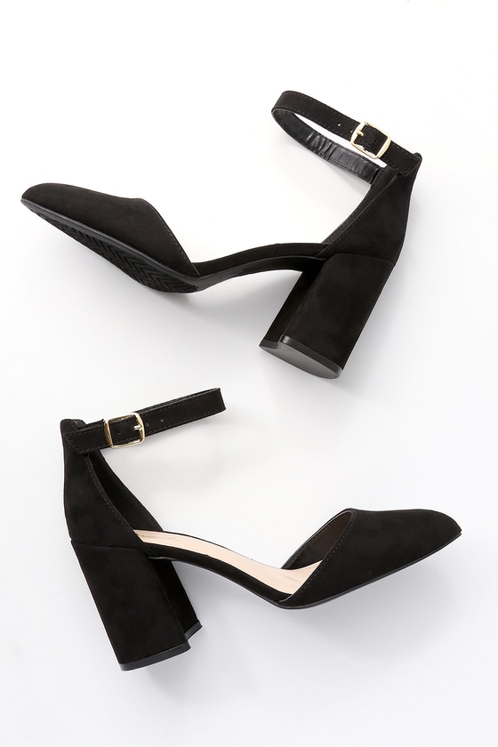 lulus black suede ankle strap heels womens