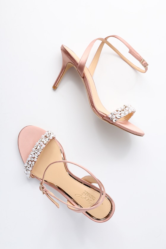 blush satin sandals