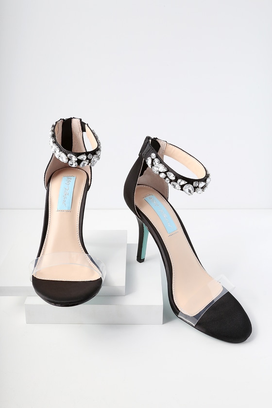 satin rhinestone heels