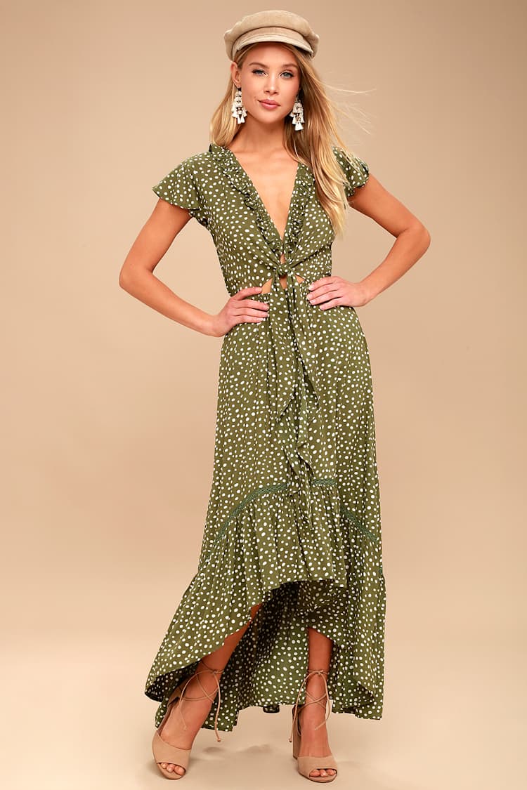slim fit dress slacks Stylish & Casual Green Polka Dot Wrap Dress for Every Occasion