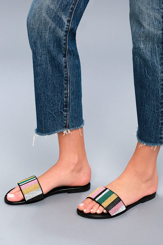 beaded black sandals