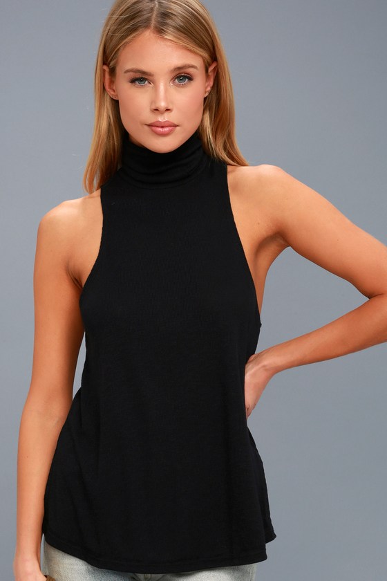 Free People Topanga - Black Sleeveless Turtleneck - Lulus