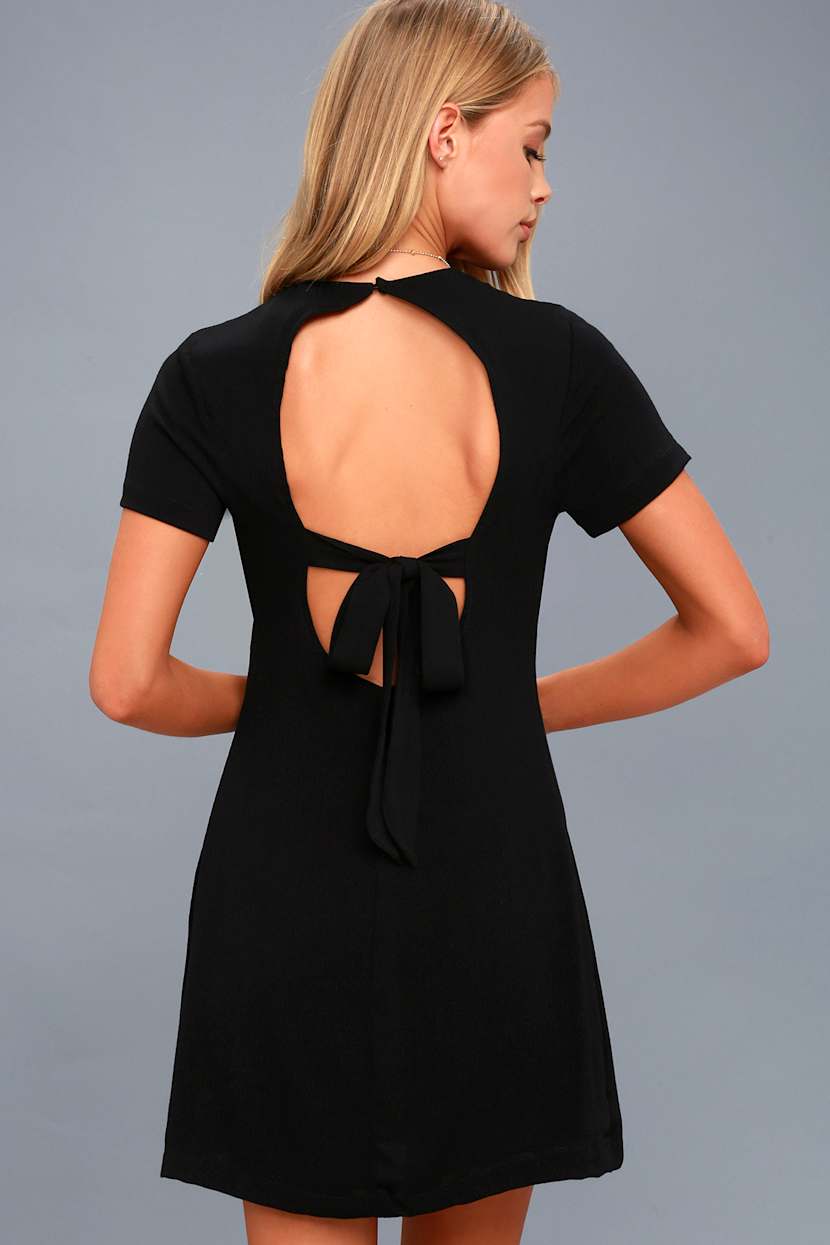 navy blue dress for baby girl Vacay Days Black Backless Shift Dress