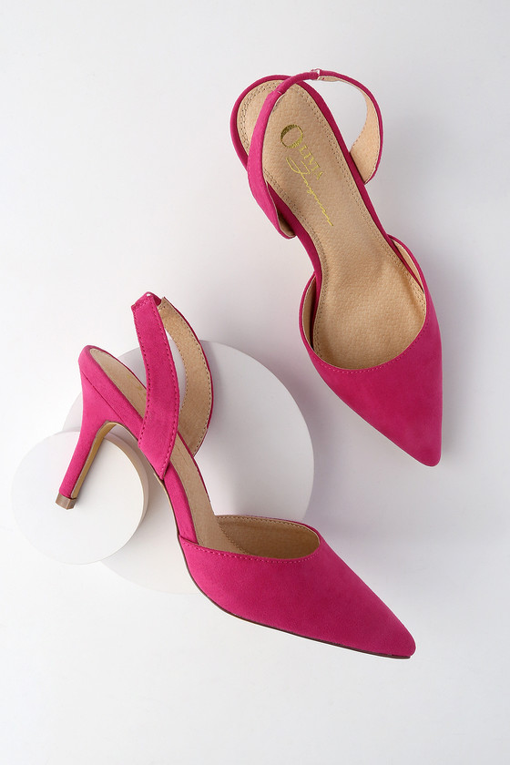 Cute Slingback Pumps - Fuchsia Pumps 