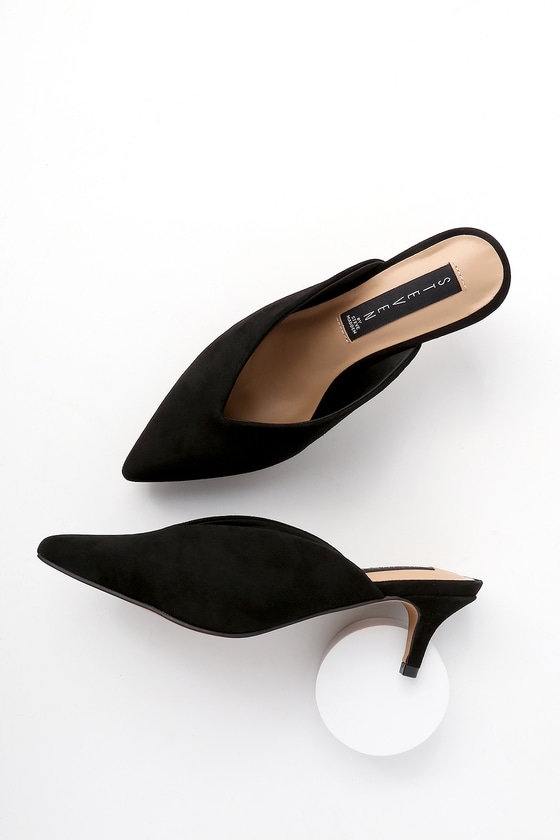 black pointed mules