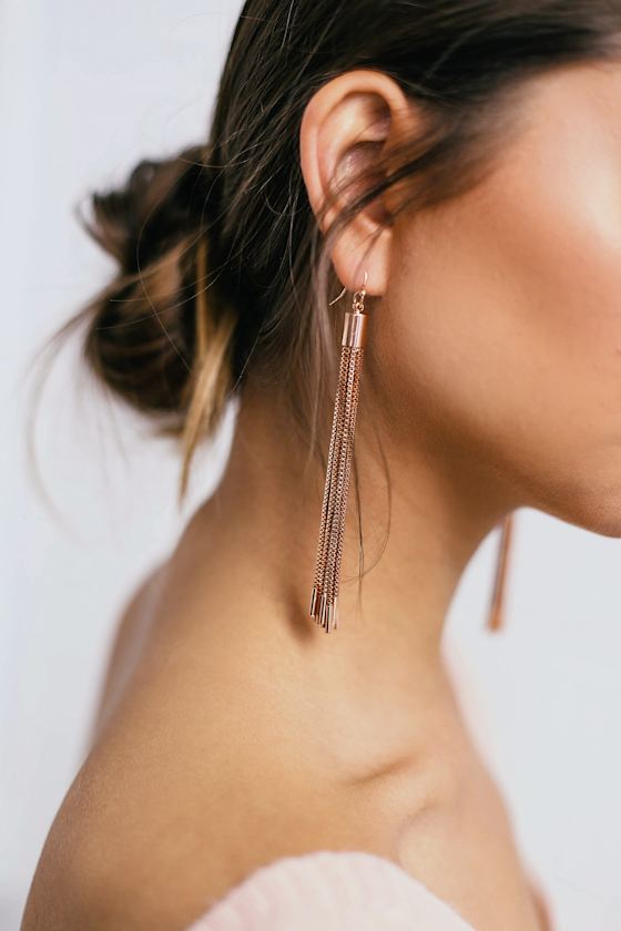 Stunning Earrings Tassel Earrings Rose Gold Earrings Lulus