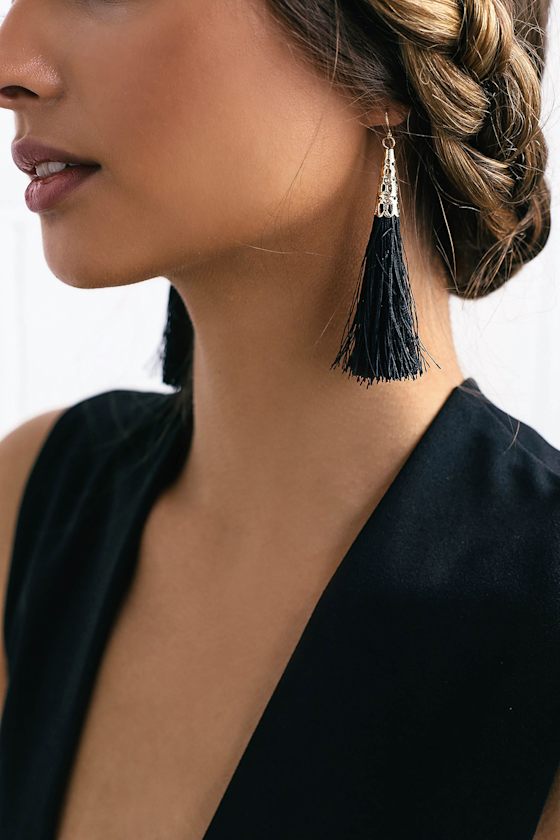 Bellamy Black Tassel Earrings 5