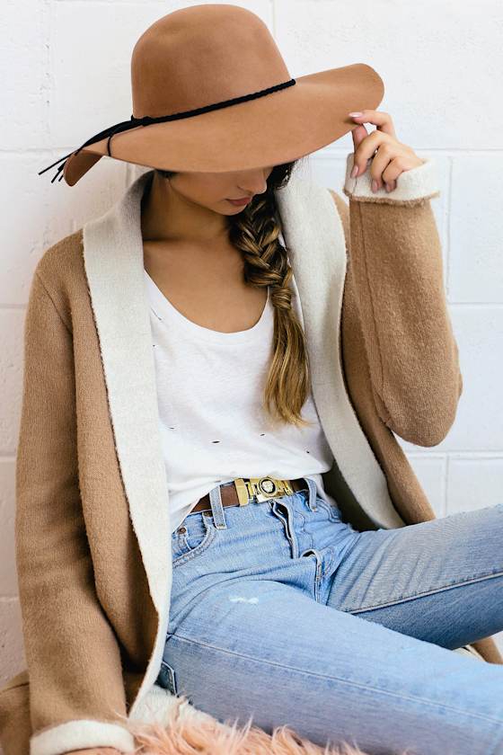 Dear Dreamer Light Brown Floppy Wool Hat 7
