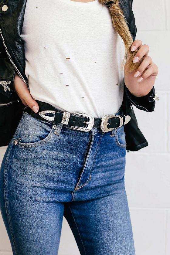 Fantastic Find Black and Silver Double Buckle Belt 8