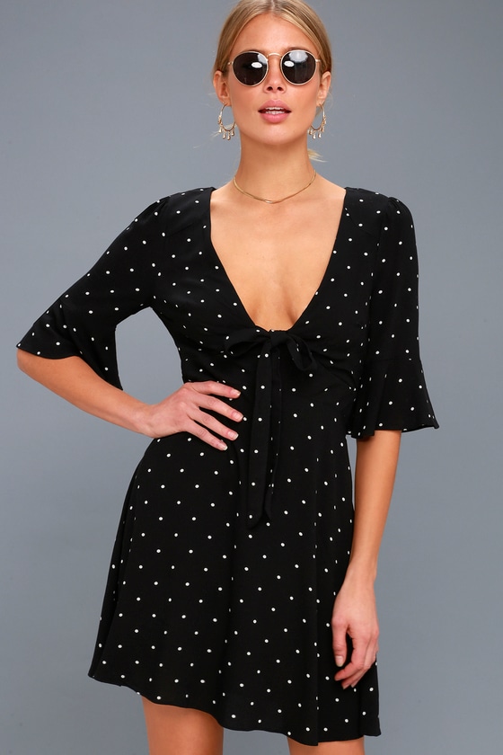 free people black polka dot dress