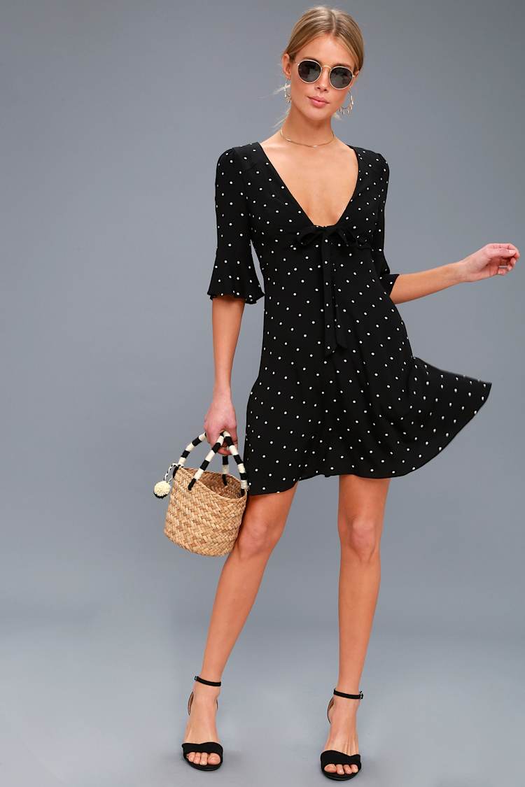 free people black polka dot dress Butterfly Babe Maxi Dress