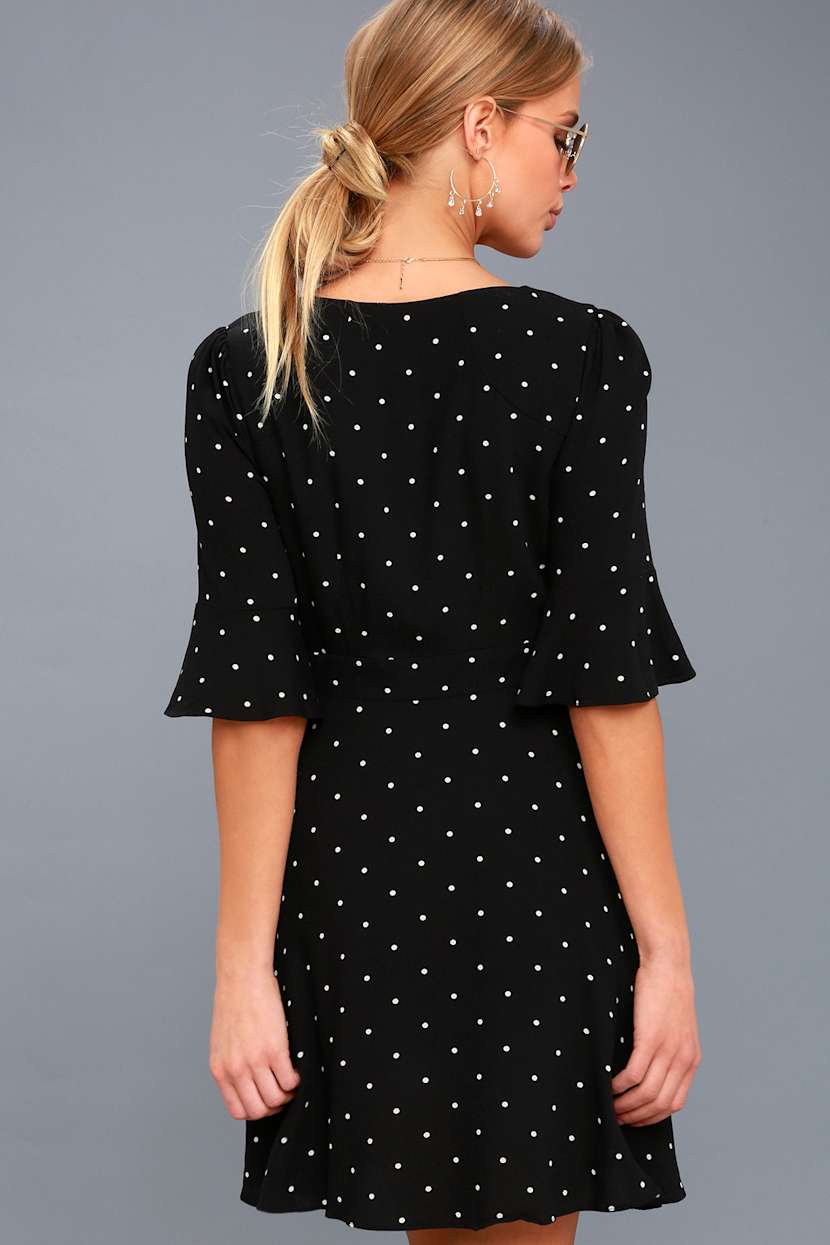 Free People All Yours - Black Polka Dot Dress - Lulus